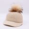 Yün Üst Kış Beyzbol Şapkaları, Gerçek Rakun Kürk Erkek Pom Pom Beanie Şapka